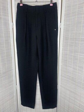 Scotch & Soda Viscose Nylon Crinkled Ribbed Straight Leg Dress Pants Black XS